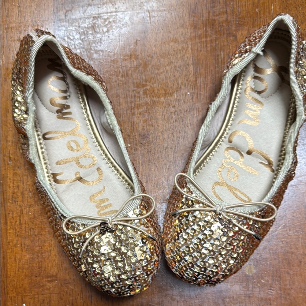 Sam Edelman Gold Moccasins with Sparkly Design. New never worn